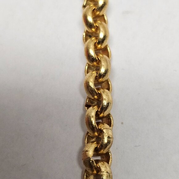 Signed POGGI Paris French Coutre Gold Tone Statement Necklace Pear Ball Drop - Picture 4 of 14